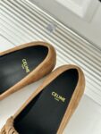 CELINE LUCO LOAFER WITH FRINGES IN SUEDE CALFSKIN CARAMEL