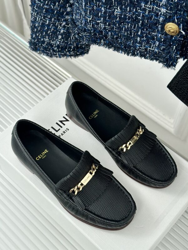 CELINE LUCO LOAFER WITH FRINGES IN SUEDE CALFSKIN CARAMEL