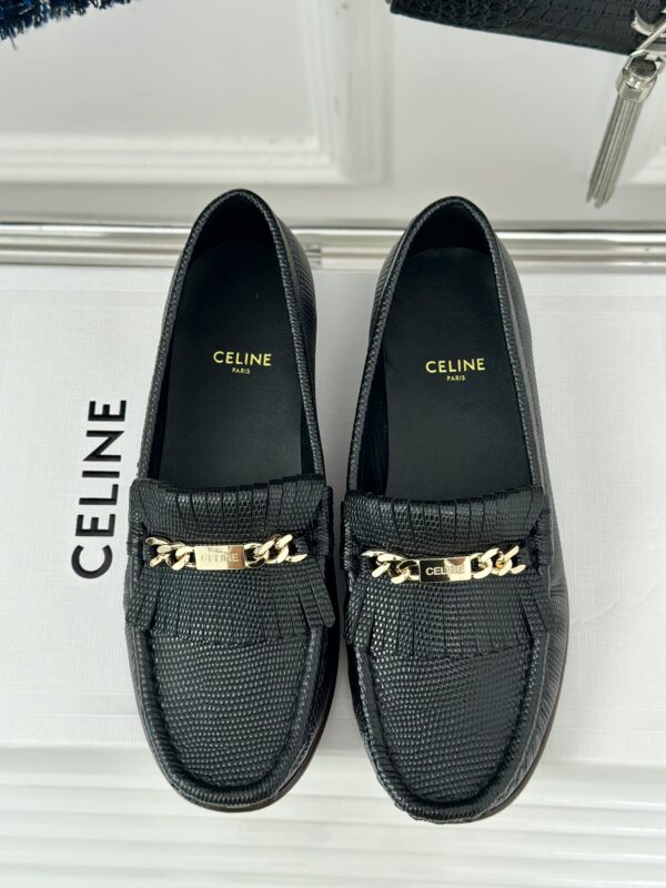 CELINE LUCO LOAFER WITH FRINGES IN SUEDE CALFSKIN CARAMEL