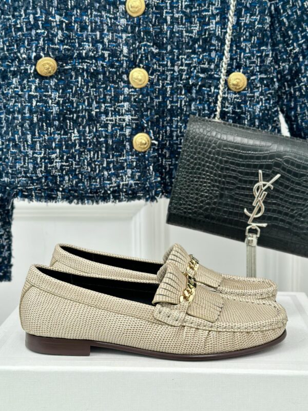 CELINE LUCO LOAFER WITH FRINGES IN SUEDE CALFSKIN CARAMEL