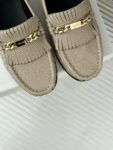 CELINE LUCO LOAFER WITH FRINGES IN SUEDE CALFSKIN CARAMEL