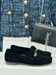 CELINE LUCO LOAFER WITH FRINGES IN SUEDE CALFSKIN CARAMEL