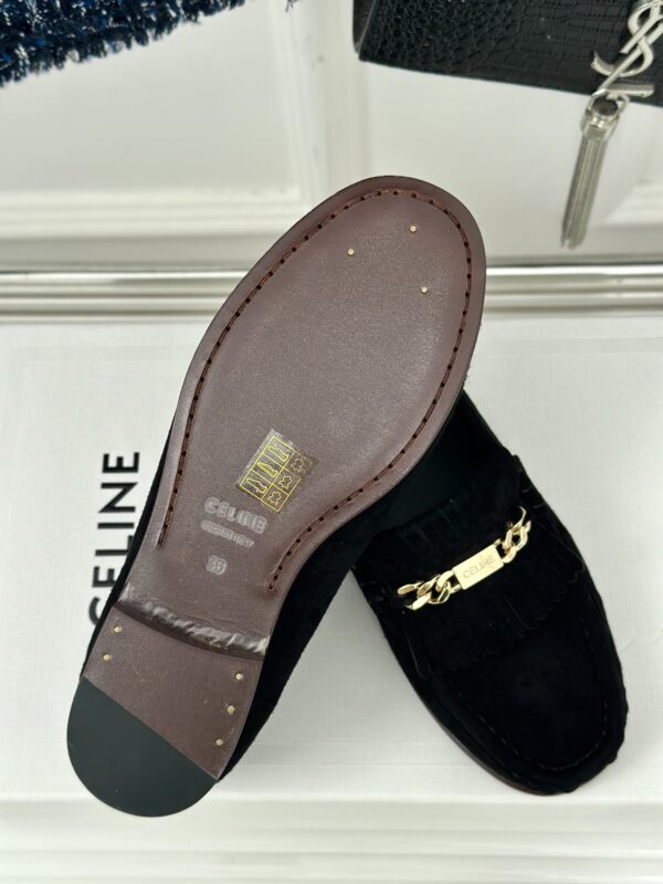 CELINE LUCO LOAFER WITH FRINGES IN SUEDE CALFSKIN CARAMEL