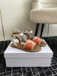 CELINE LYMPIA SANDAL IN TRIOMPHE JACQUARD CANVAS & CALFSKIN