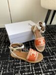 CELINE LYMPIA SANDAL IN TRIOMPHE JACQUARD CANVAS & CALFSKIN