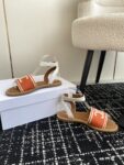 CELINE LYMPIA SANDAL IN TRIOMPHE JACQUARD CANVAS & CALFSKIN