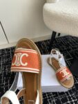 CELINE LYMPIA SANDAL IN TRIOMPHE JACQUARD CANVAS & CALFSKIN