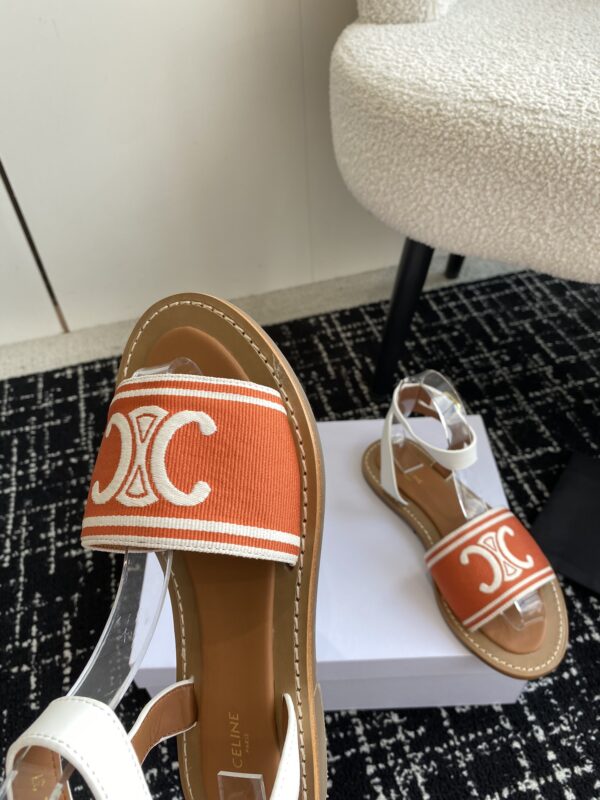 CELINE LYMPIA SANDAL IN TRIOMPHE JACQUARD CANVAS & CALFSKIN