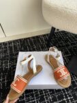 CELINE LYMPIA SANDAL IN TRIOMPHE JACQUARD CANVAS & CALFSKIN