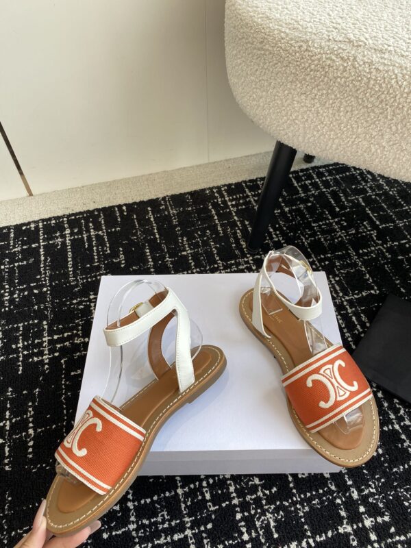 CELINE LYMPIA SANDAL IN TRIOMPHE JACQUARD CANVAS & CALFSKIN
