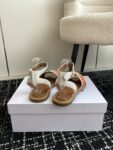 CELINE LYMPIA SANDAL IN TRIOMPHE JACQUARD CANVAS & CALFSKIN