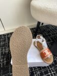 CELINE LYMPIA SANDAL IN TRIOMPHE JACQUARD CANVAS & CALFSKIN