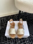 CELINE LYMPIA SANDAL IN TRIOMPHE JACQUARD CANVAS & CALFSKIN