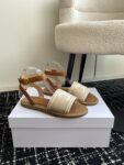 CELINE LYMPIA SANDAL IN TRIOMPHE JACQUARD CANVAS & CALFSKIN