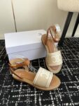CELINE LYMPIA SANDAL IN TRIOMPHE JACQUARD CANVAS & CALFSKIN