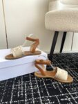 CELINE LYMPIA SANDAL IN TRIOMPHE JACQUARD CANVAS & CALFSKIN