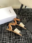 CELINE LYMPIA SANDAL IN TRIOMPHE JACQUARD CANVAS & CALFSKIN