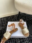 CELINE LYMPIA SANDAL IN TRIOMPHE JACQUARD CANVAS & CALFSKIN