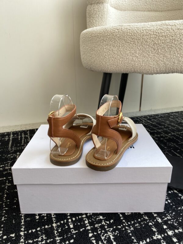 CELINE LYMPIA SANDAL IN TRIOMPHE JACQUARD CANVAS & CALFSKIN