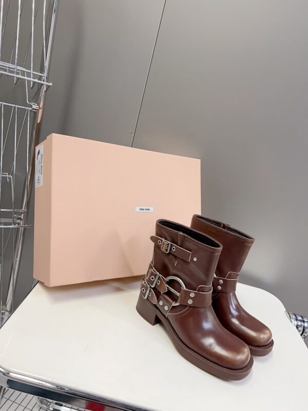 Miu Miu - Vintage-Look Leather Booties