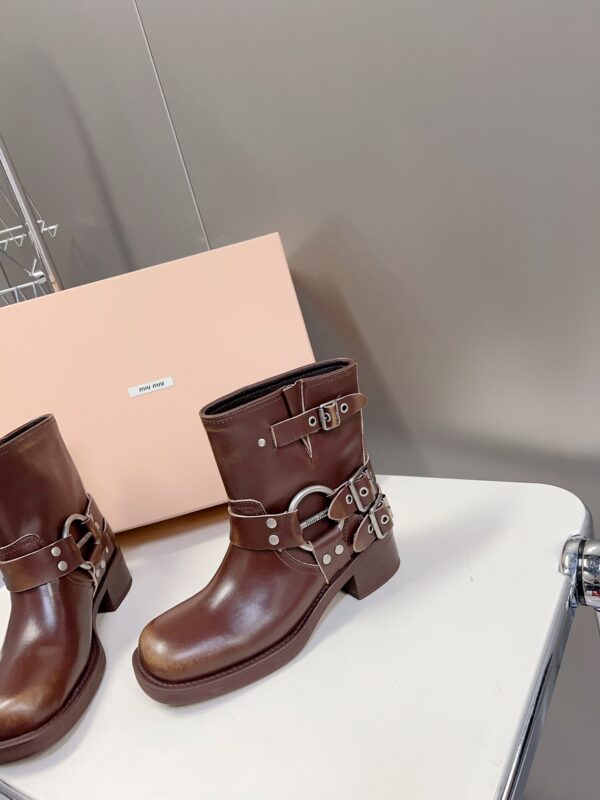 Miu Miu - Vintage-Look Leather Booties