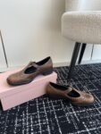 Miu Miu - Brushed Leather T-Strap Brogue Shoes