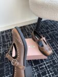 Miu Miu - Brushed Leather T-Strap Brogue Shoes