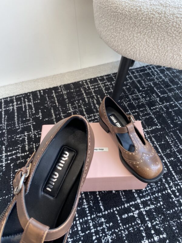 Miu Miu - Brushed Leather T-Strap Brogue Shoes