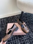 Miu Miu - Brushed Leather T-Strap Brogue Shoes