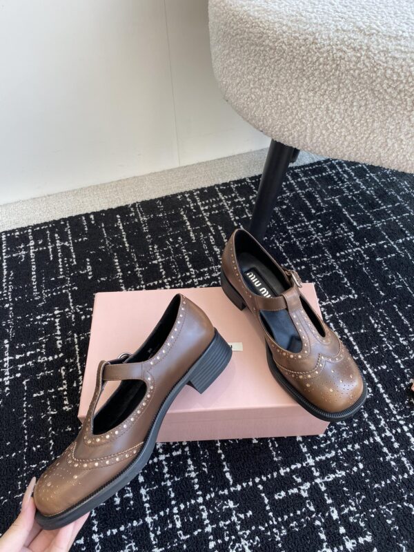 Miu Miu - Brushed Leather T-Strap Brogue Shoes
