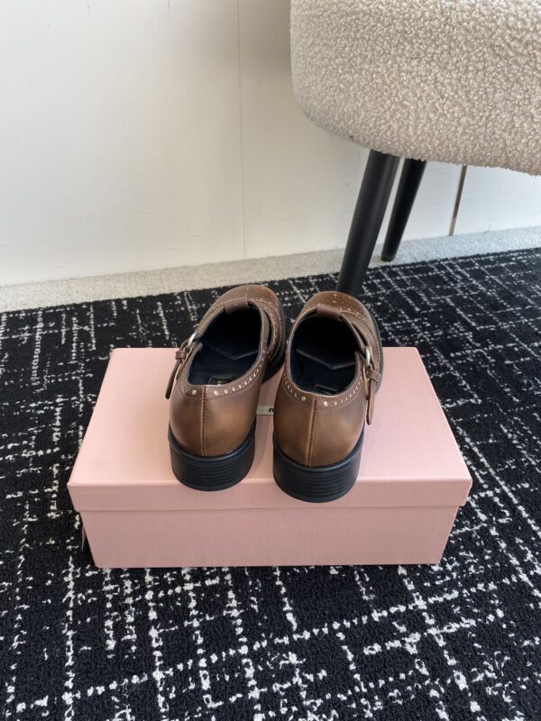 Miu Miu - Brushed Leather T-Strap Brogue Shoes