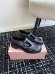 Miu Miu - Brushed Leather T-Strap Brogue Shoes