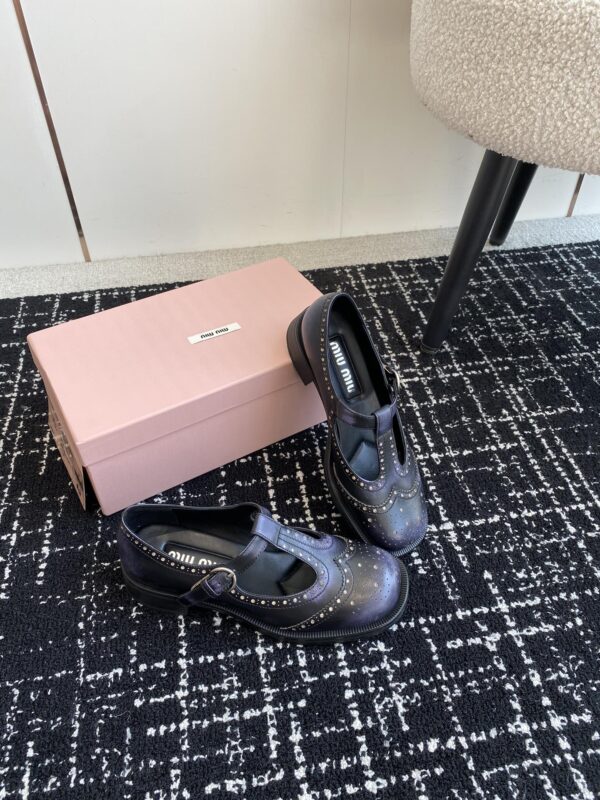 Miu Miu - Brushed Leather T-Strap Brogue Shoes