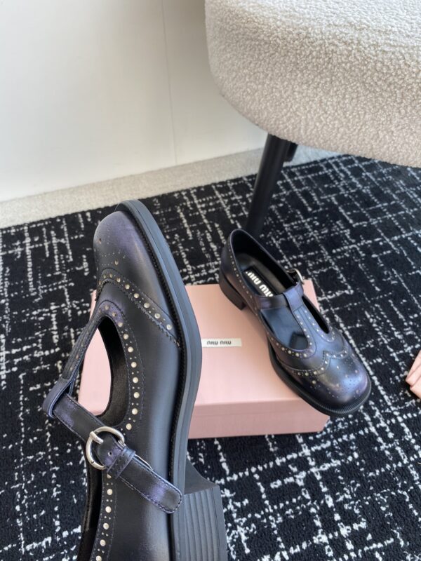 Miu Miu - Brushed Leather T-Strap Brogue Shoes