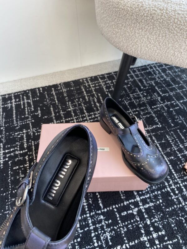 Miu Miu - Brushed Leather T-Strap Brogue Shoes