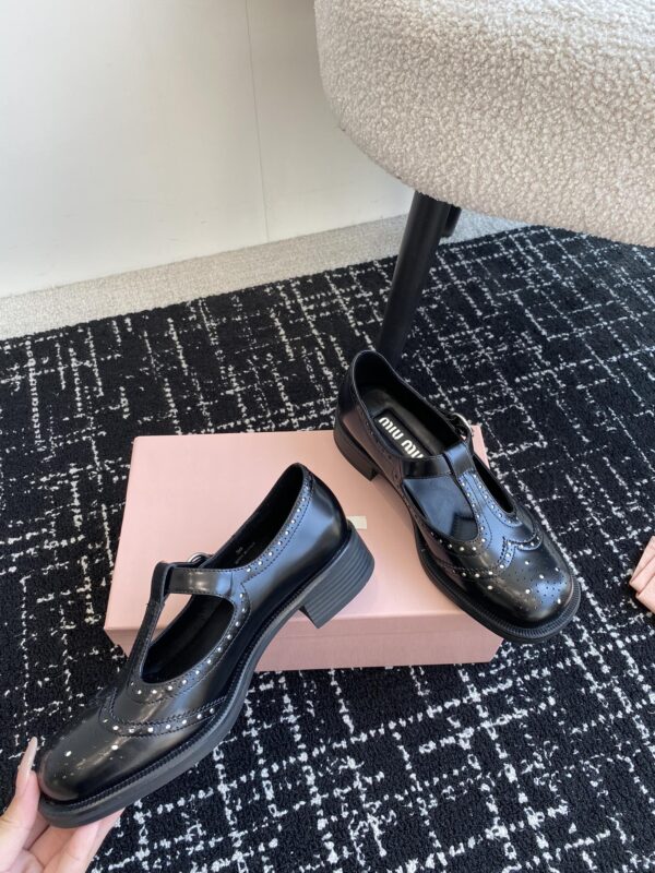 Miu Miu - Brushed Leather T-Strap Brogue Shoes