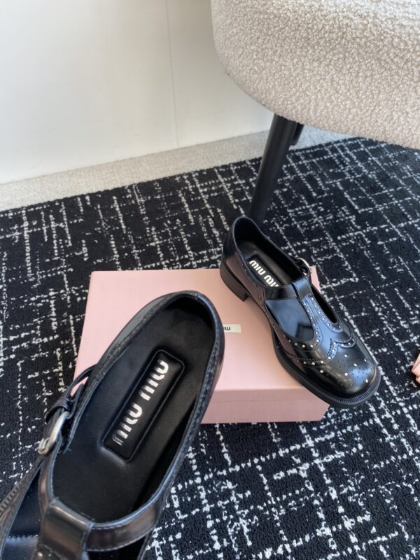 Miu Miu - Brushed Leather T-Strap Brogue Shoes