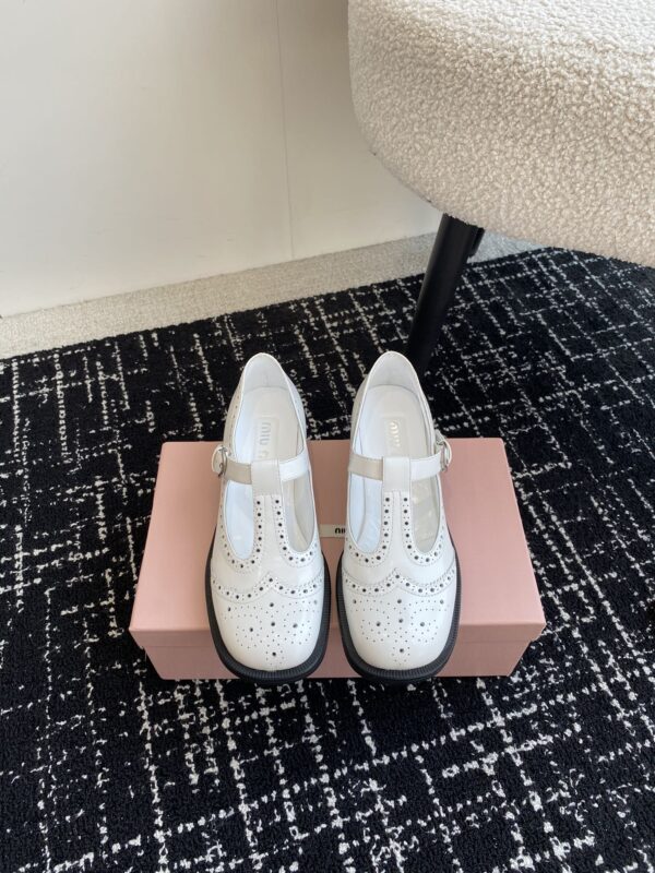 Miu Miu - Brushed Leather T-Strap Brogue Shoes
