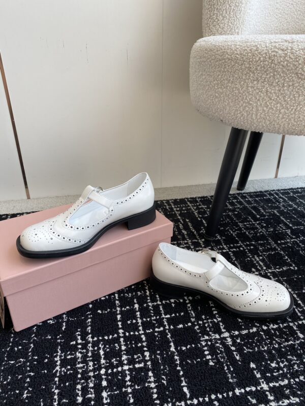 Miu Miu - Brushed Leather T-Strap Brogue Shoes