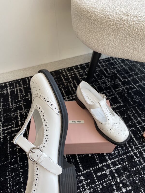 Miu Miu - Brushed Leather T-Strap Brogue Shoes