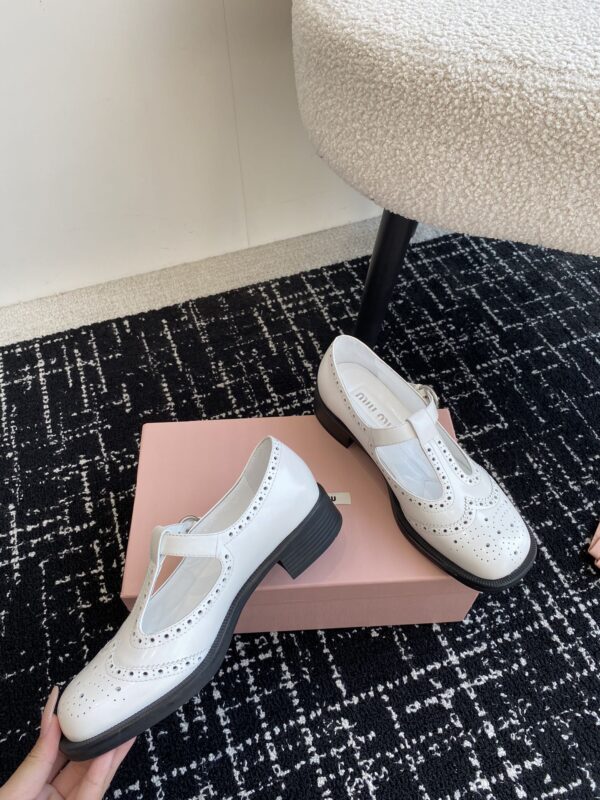 Miu Miu - Brushed Leather T-Strap Brogue Shoes