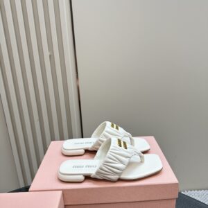 Miu Miu - Matelassé Nappa Leather Thong Sandals