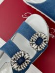 Roger Vivier - Slidy Viv' Strass Buckle Mules in Denim
