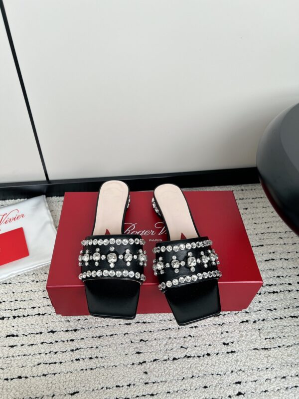 Roger Vivier - Strass Heel Disco Mules in Nappa Leather