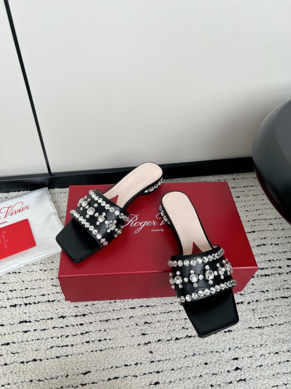 Roger Vivier - Strass Heel Disco Mules in Nappa Leather