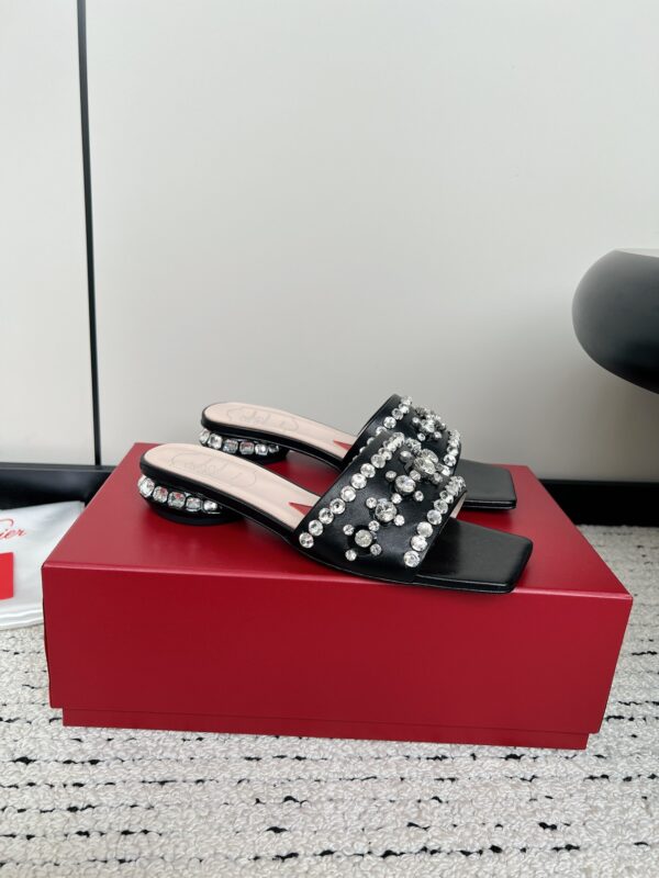 Roger Vivier - Strass Heel Disco Mules in Nappa Leather