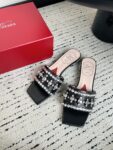 Roger Vivier - Strass Heel Disco Mules in Nappa Leather