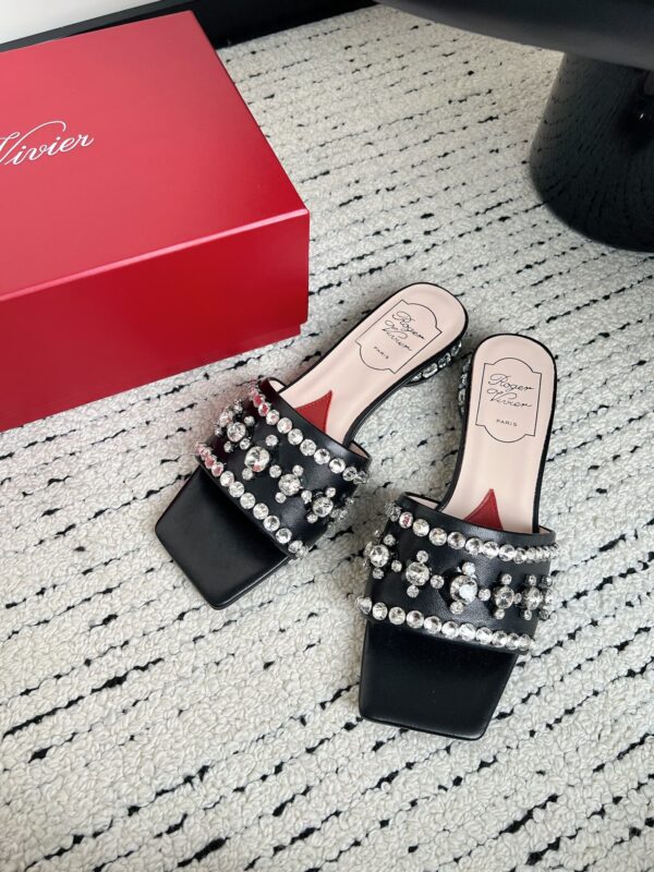 Roger Vivier - Strass Heel Disco Mules in Nappa Leather