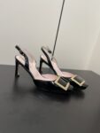 Roger Vivier - Patent Leather Metal Buckle Trumpet Slingback Pumps