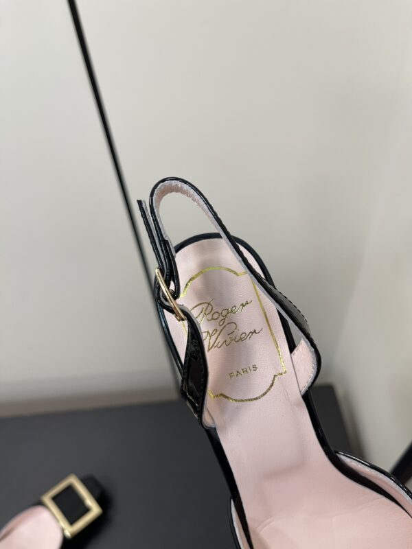 Roger Vivier - Patent Leather Metal Buckle Trumpet Slingback Pumps